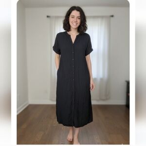 Bristol Black Button Down Midi Dress Size L